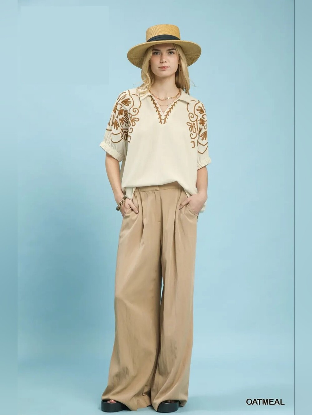 Umgee Floral Embroidered Sleeve Blouse- NEW ARRIVAL - Picture 5 of 7